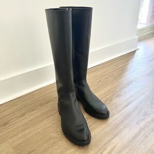 Stuart Weitzman City Zip Knee High Boot (Black Leather) - Size 8